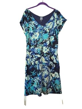 Title Nine Reversible Jersey Dress Floral & Navy Blue